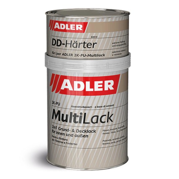 Adler 2K-PU-Multilack Weiß, tönbar, Fliesenlack & weißer Allroundlack inkl. Härter 1Kg