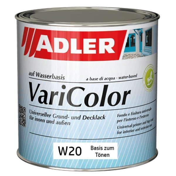 Adler Varicolor W20 | Universeller matter Grund- und Decklack | Basis zum Tönen