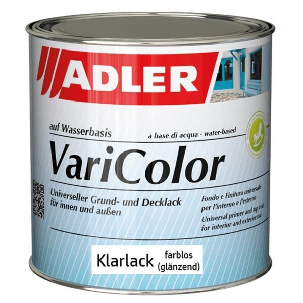 Adler Varicolor Klarlack Farblos glänzend  | Acryllack für Außen und Innen