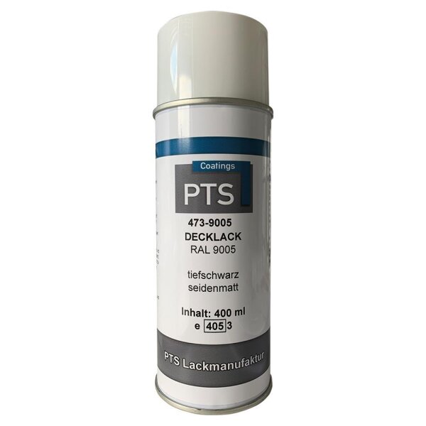 PTS Decklack- Ansatzlos Sprühdose RAL 9005 tiefschwarz | Reparatur Lack | seidenmatt 400ml