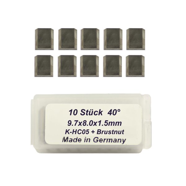 10x HM-Wendeplatten/Wendemesser 50x8x1,5mm  Z2 40° Längsnut Made in Germany 