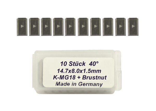 10 Stück Wendeschneidplatten HW/HM 14,7x8x1,5mm Z2 + Brustnut