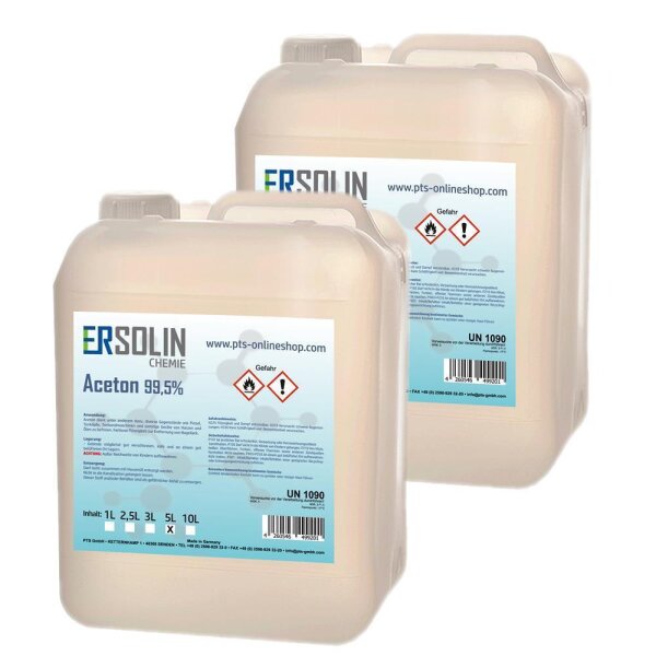 Aceton 99,5% 10 Liter  (Reiniger, Entfetter Lösemittel, Lackentferner) 2 x 5 Liter