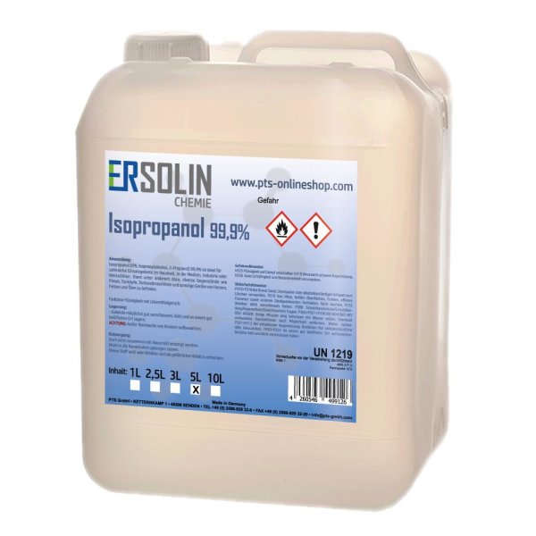 Isopropanol 99,9% (IPA, Isopropylalkohol, 2-Propanol) 5 Liter Kanister
