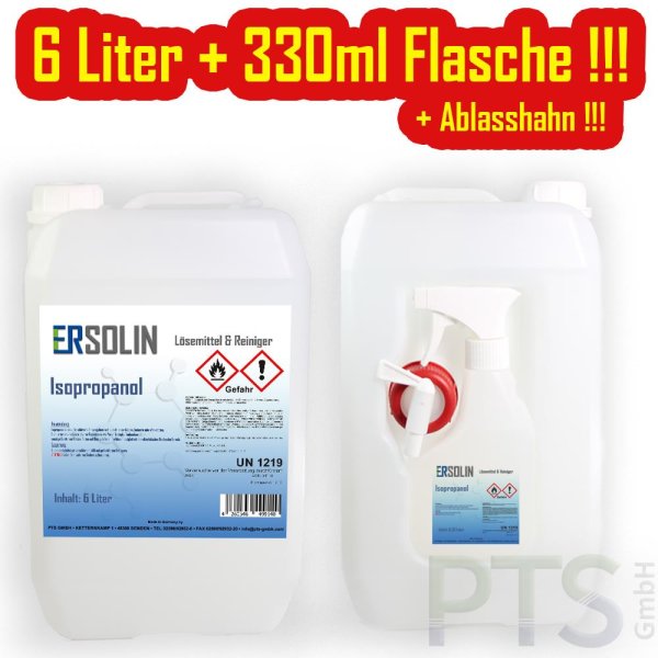 Isopropanol 99,9%  (IPA, Isopropylalkohol, 2-Propanol) 6 Liter + 330ml Flasche+ Ablasshahn