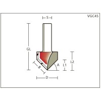 V-Nutfräser HW Z=2 D=15 L=23 A=67.5° S=8